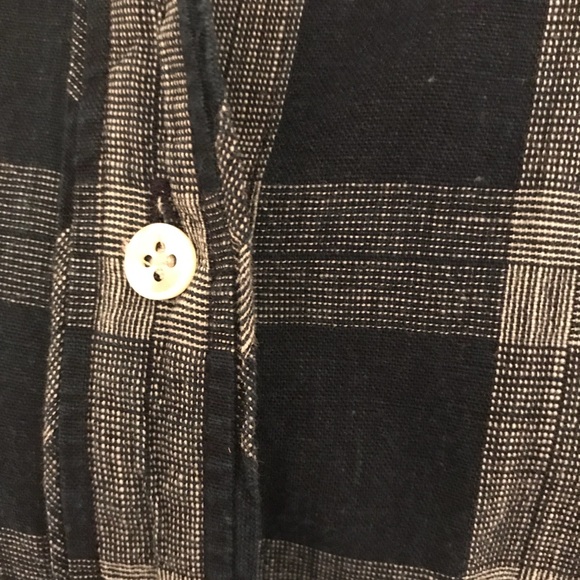 Navy and white plaid button down long sleeve shirt - Picture 2 of 2